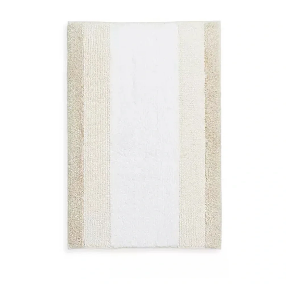 Oatmeal beige white Bloomingdale’s Abyss Nomade Bath Rug Reversible